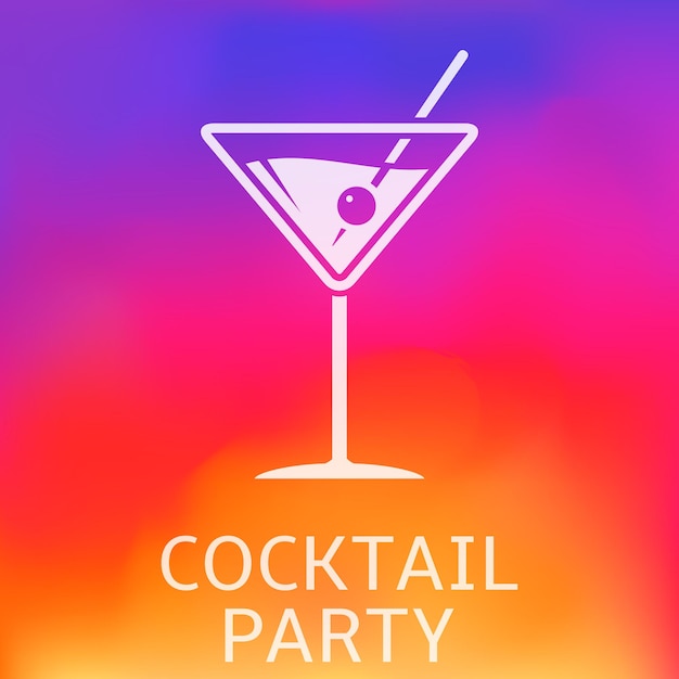 Cartaz de convite para coquetel com placa de copo de martini