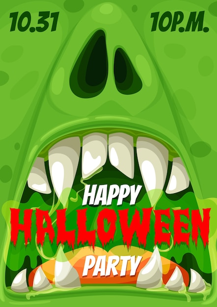 Cartaz de convite para festa de Halloween do monstro zumbi da noite de terror
