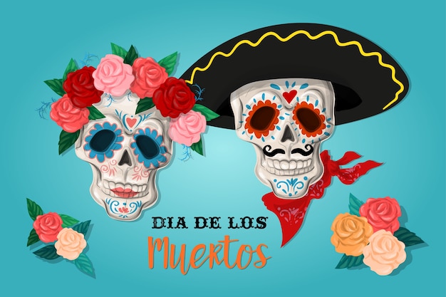 Cartaz de convite para o dia do partido morto. Dea de los muertos cartão