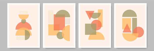 Cartaz de design de cor neutra geométrica plana boho de forma única
