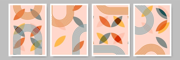 Cartaz de design de cor neutra geométrica plana boho em forma de folha simples