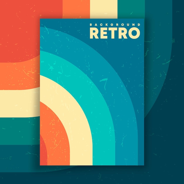 Vetor cartaz de design retro com textura grunge vintage e linhas coloridas. ilustração vetorial