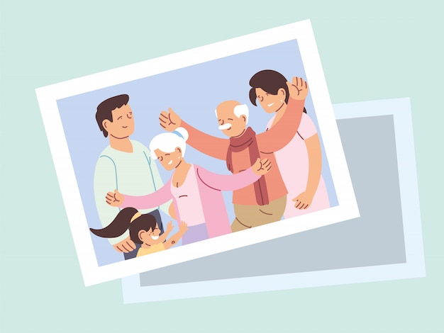 Cartaz de dia dos avós feliz com foto de família feliz