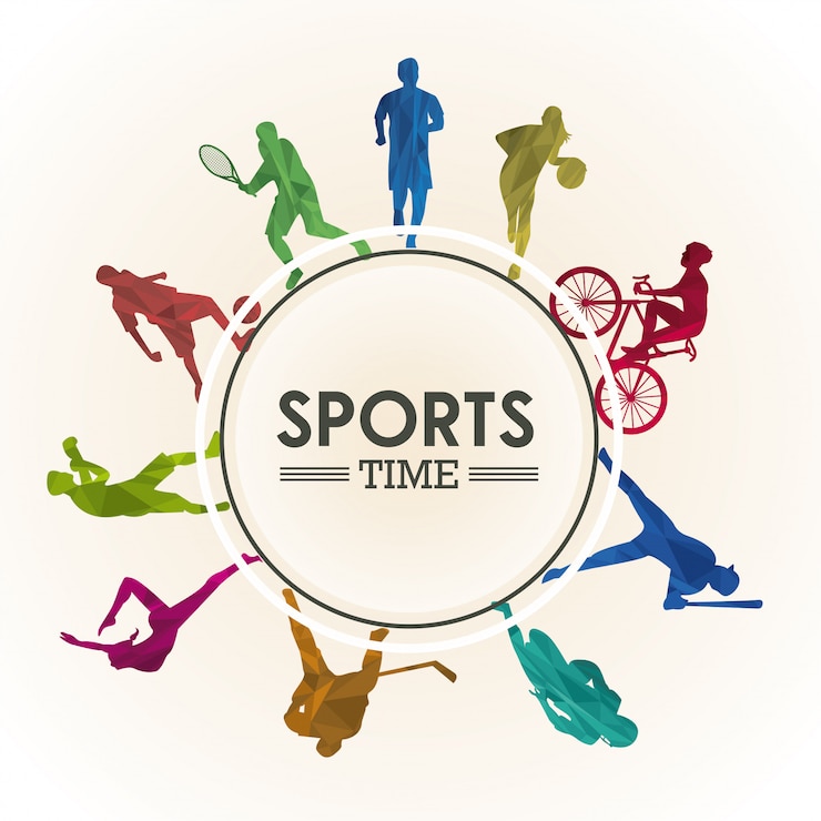 Vetor cartaz de esportes com silhuetas de atletas