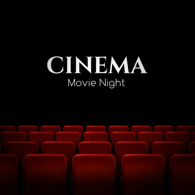 Vetor cartaz de estreia de cinema filme com assentos vermelhos. fundo.