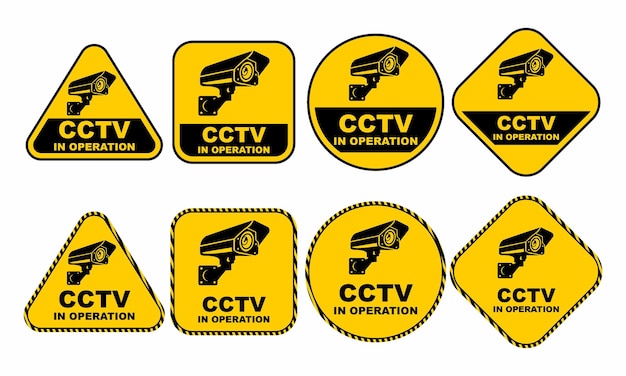 cartaz de etiqueta de sinalização de vigilância de vídeo de CCTV para casa e construção de locais de conjunto de design de modelo de coleção