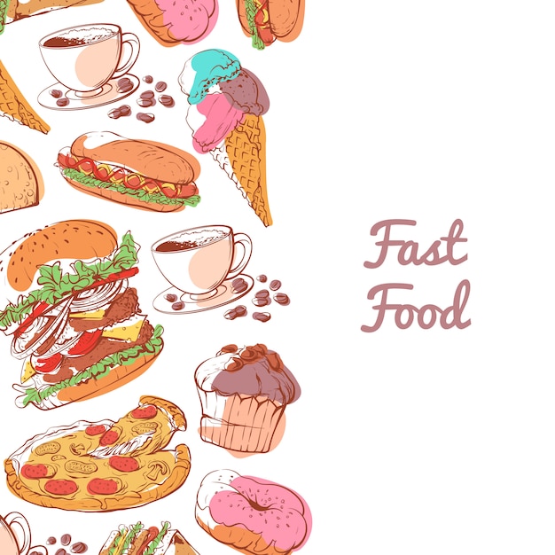 Cartaz de fast-food com lanches preparados