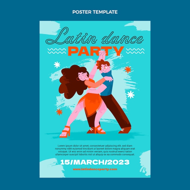 Cartaz de festa de dança latina de textura desenhada à mão