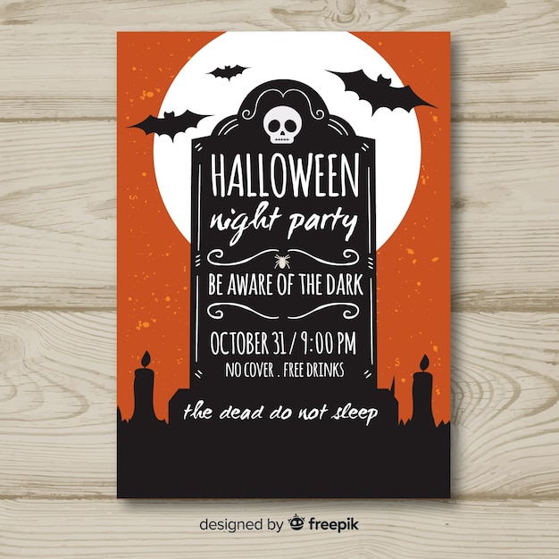 Cartaz de festa de halloween com estilo vintage