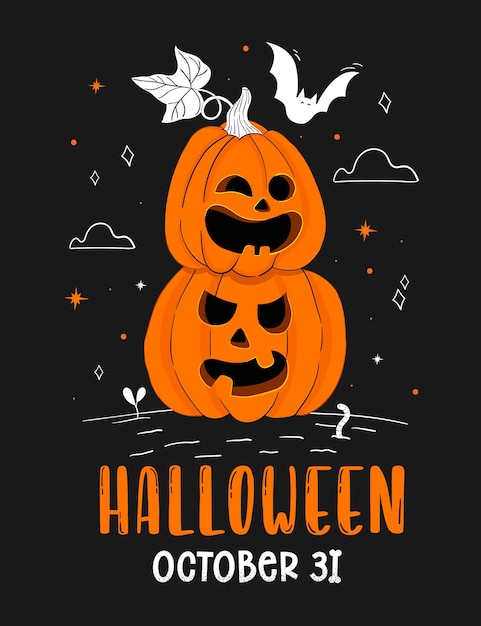 Cartaz de festa de halloween desenhado à mão