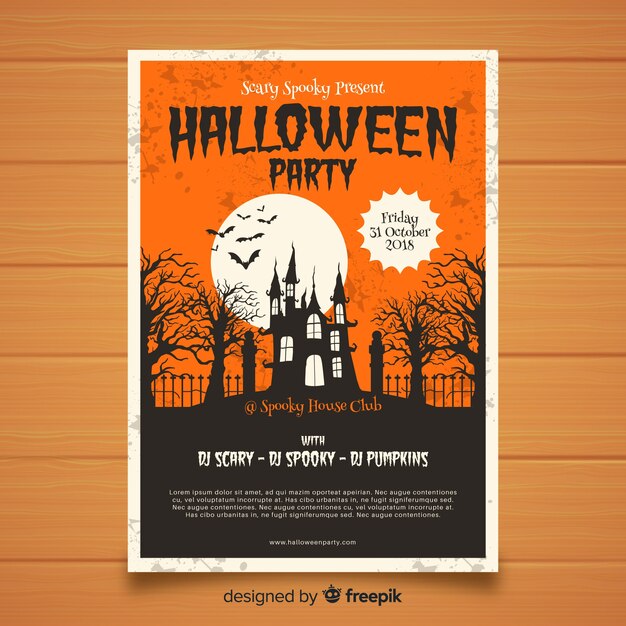 Cartaz de festa de halloween elegante com estilo vintage