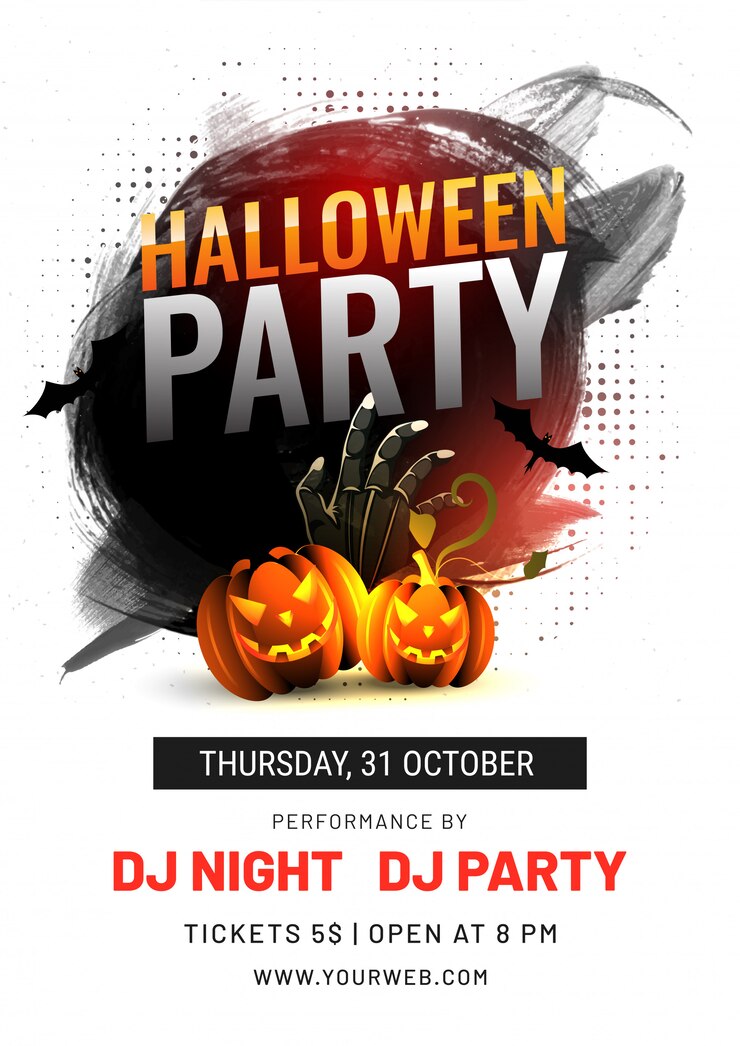 Vetor cartaz de festa de halloween ou convite.