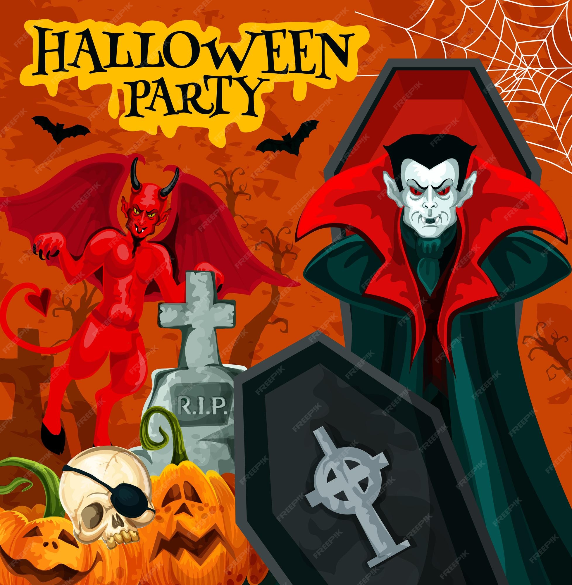 Feliz Halloween Cartão, Convite, Cartaz Ou Panfleto. Personagem De Desenho  Animado Vampiro Vestindo Capa Preta E Vermelha E Fazendo Gesto Assustador.  Ilustração Vetorial Royalty Free SVG, Cliparts, Vetores, e Ilustrações  Stock. Image