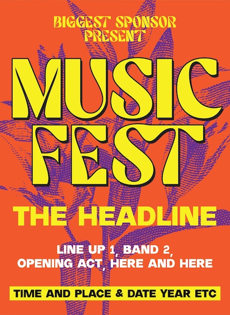Vetor cartaz de festival de música design de cartaz de show de música modelo de banda de música show de design de concerto