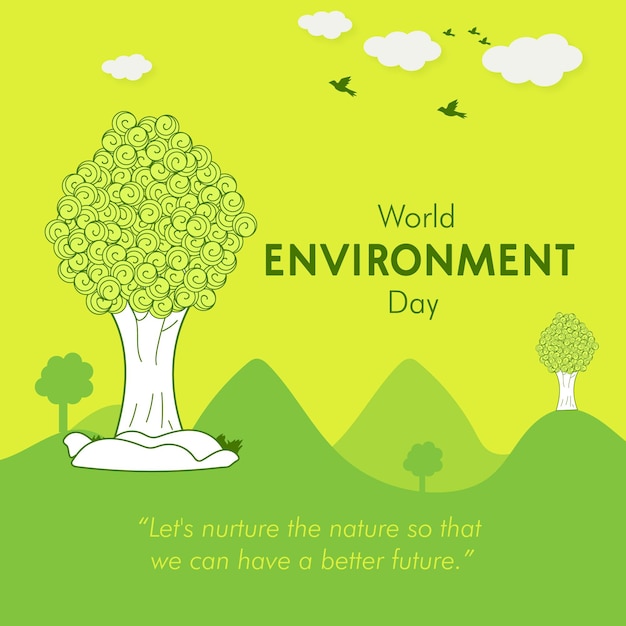 Vetor cartaz de ilustração do dia mundial do meio ambiente, 5 de junho, postagem de mídia social do dia mundial do meio ambiente