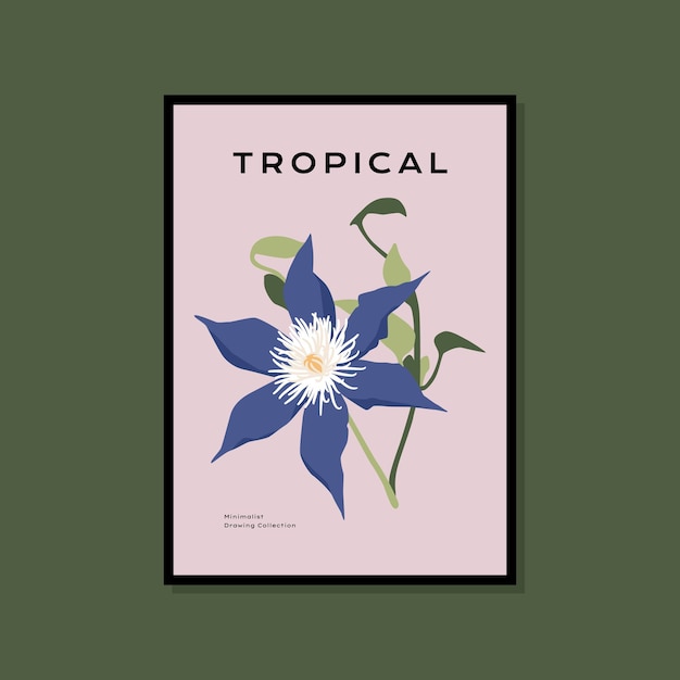 Vetor cartaz de impressão desenhado à mão tropical e botânico para sua coleção de arte de parede
