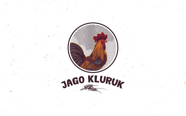 Cartaz de impressão retrô com logotipo vintage de cabeça de galo para açougue de aves domésticas com tipografia de texto