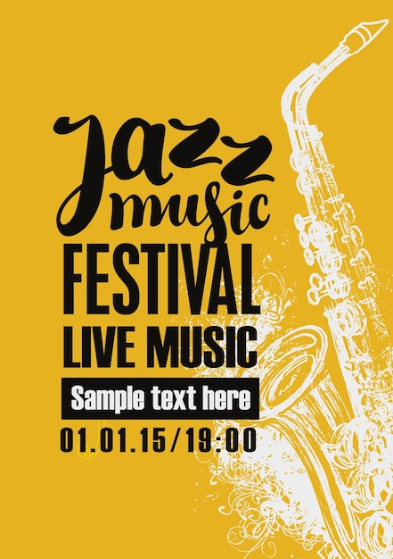 Cartaz de jazz de banner com saxofone