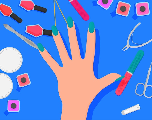 Vetor cartaz de manicure profissional em estilo simples manicure de unhas ou mãos com manicure