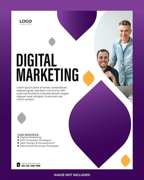 cartaz de marketing digital, postagem nas redes sociais, Facebook, Instagram