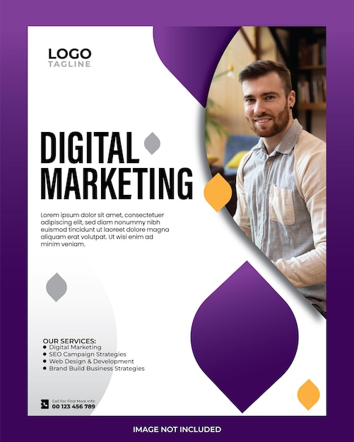 cartaz de marketing digital, postagem nas redes sociais, Facebook, Instagram