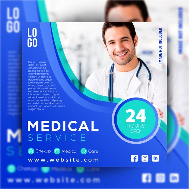 Vetor cartaz de mídia social médica de saúde