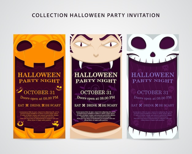 Vetor cartaz de modelo de design de halloween de banner de coleção