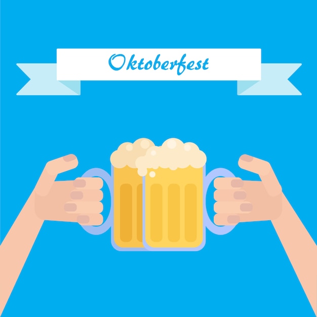 Cartaz de oktoberfest com cerveja na mão