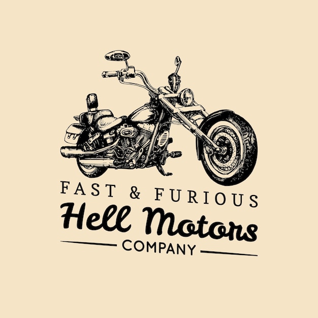 Vetor cartaz de publicidade velozes e furiosos moto desenhada à mão vetorial em estilo de tinta ilustração de helicóptero detalhada vintage para loja de motoqueiros de empresa personalizada mc assina logotipo de etiqueta de garagem