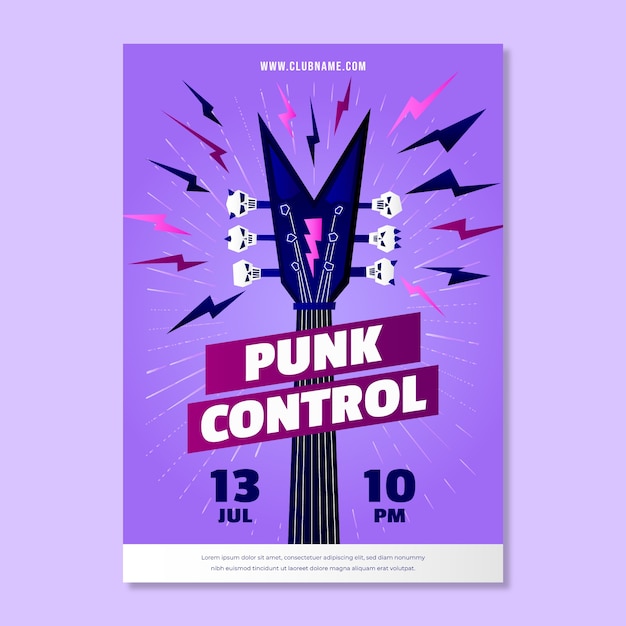 Cartaz de punk rock gradiente de música