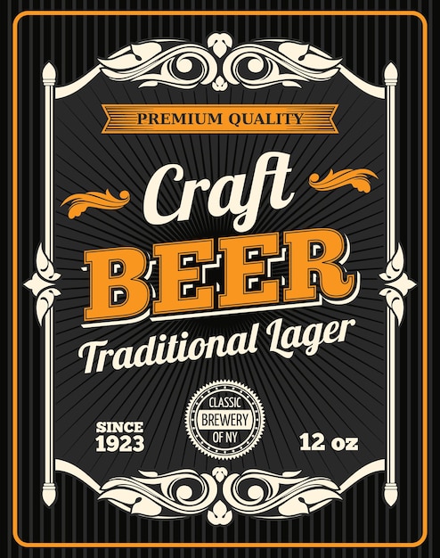 Vetor cartaz de qualidade premium de cerveja artesanal vetorial