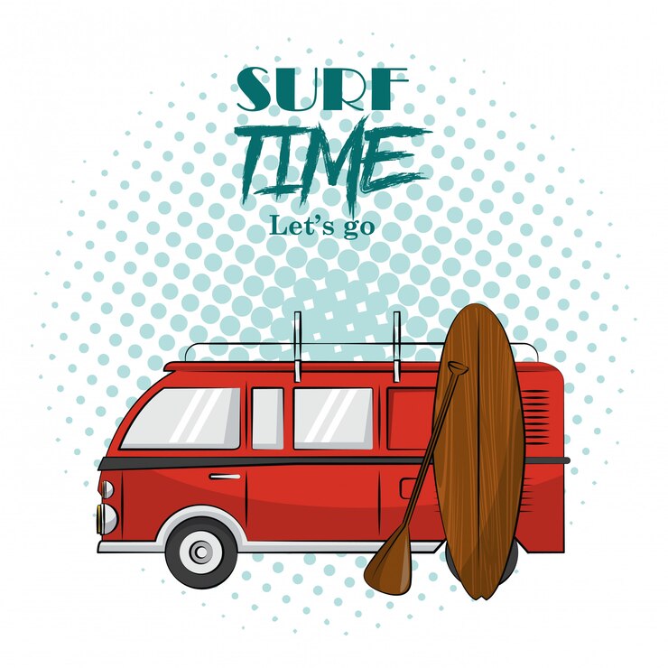 Vetor cartaz de tema de tempo de surf