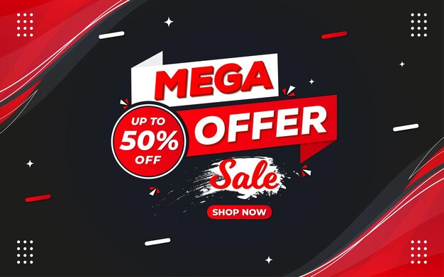 Cartaz de venda mega oferta, modelo de design de banner de venda com efeito de texto editável 3d