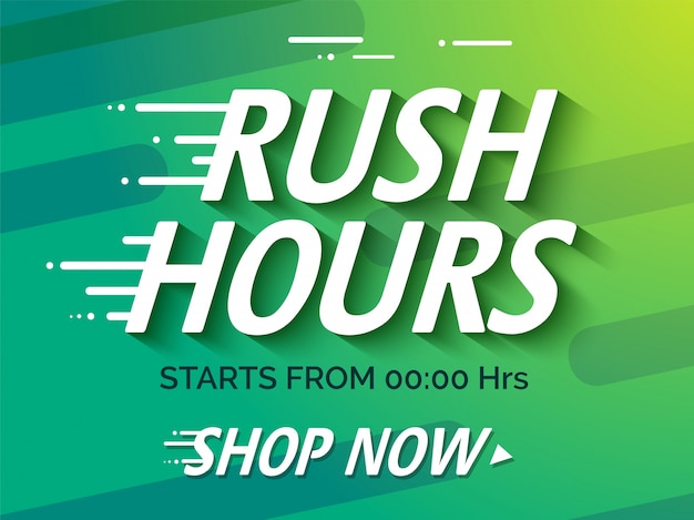 Cartaz de venda ou design de banner de venda com texto rush hours.