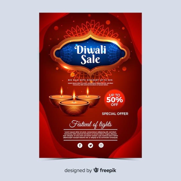 Cartaz de venda realista feriado diwali