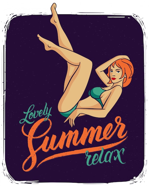 Cartaz de verão com uma linda mulher