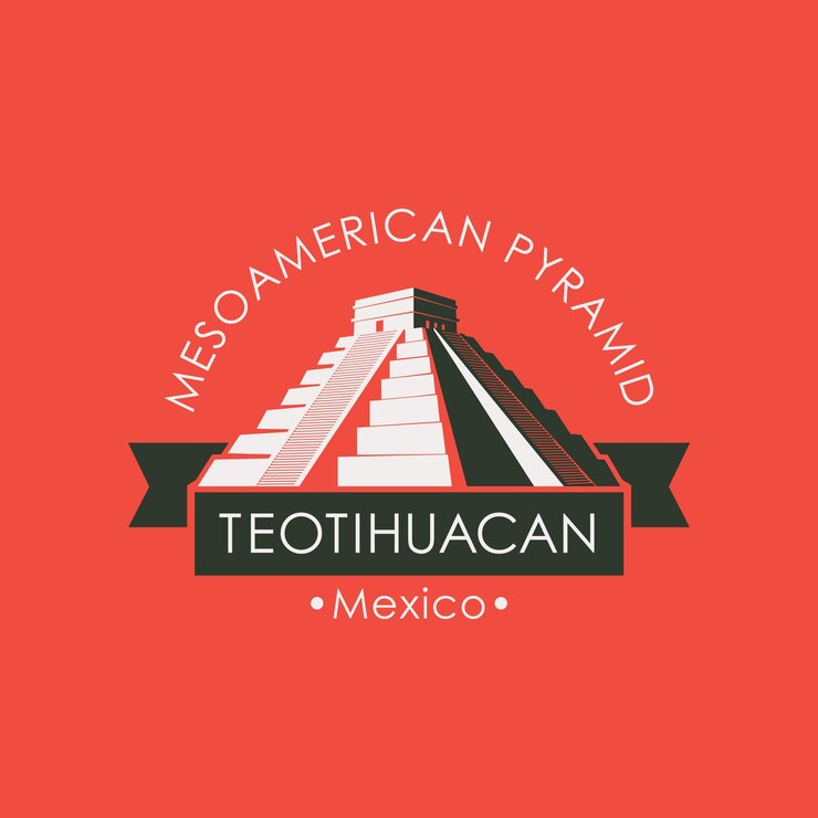 Vetor cartaz de viagem com a pirâmide de teotihuacan