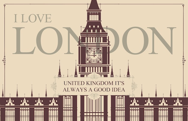 Vetor cartaz de viagem eu amo londres