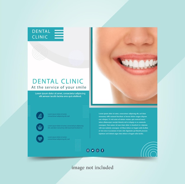 Vetor cartaz dental para o modelo de mídia social design plano