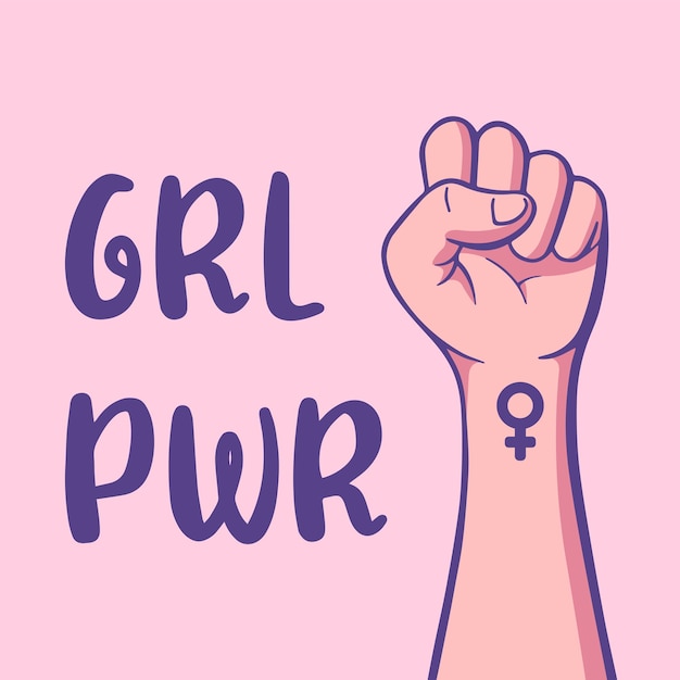 Cartaz do conceito do dia internacional da mulher Fundo de ilustração de poder feminino