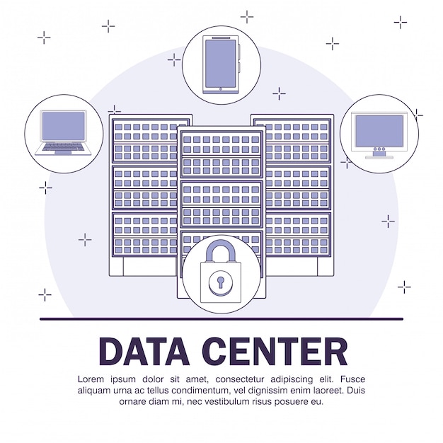 Vetor cartaz do data center com informaton