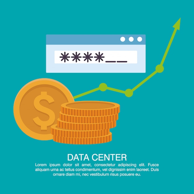 Vetor cartaz do data center com informaton