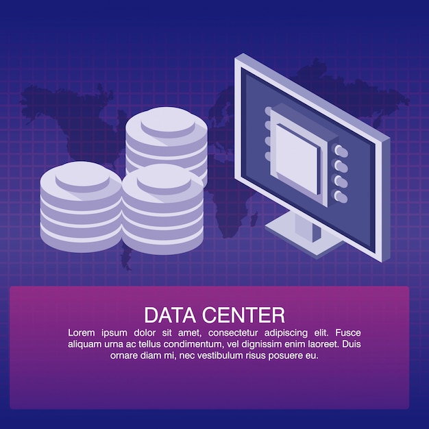 Vetor cartaz do data center com informaton