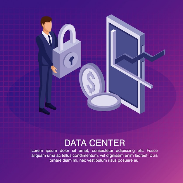 Cartaz do data center com informaton