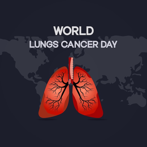 Cartaz do dia mundial do câncer de pulmão com fita branca de conscientização do câncer vetor fita branca de conscientização