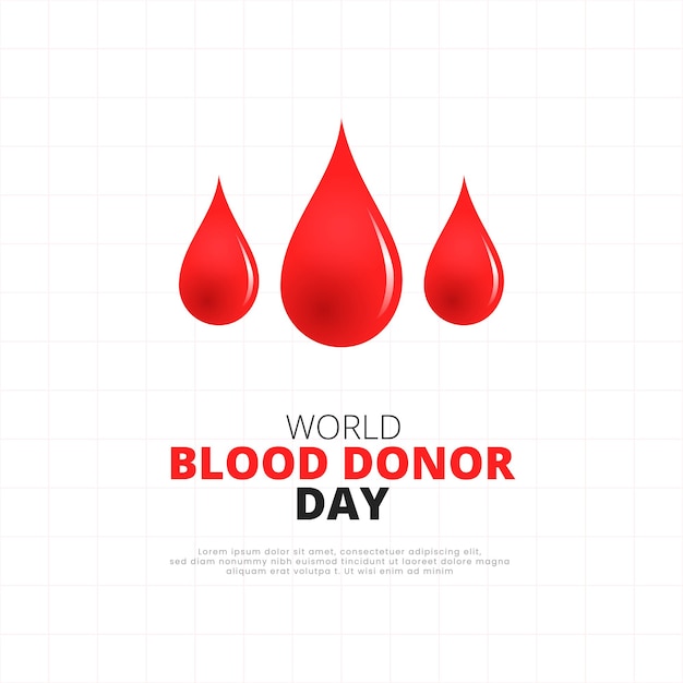 Cartaz do dia mundial do doador de sangue ou panfletos design médico de caridade com novas células vermelhas 3d Lugar para texto Doação de sangue salvar vida