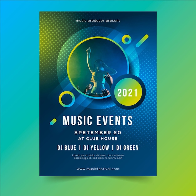 Cartaz do evento de música 2021 com foto