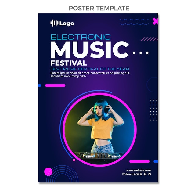 Vetor cartaz do festival de música gradiente em meio-tom