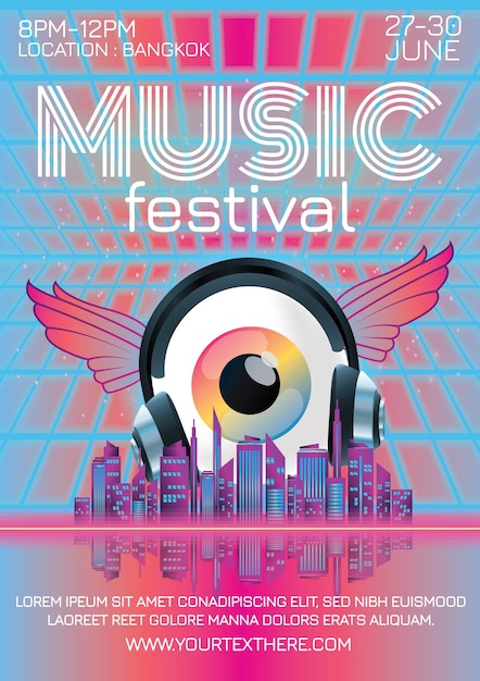 Vetor cartaz do festival de música para clube de música