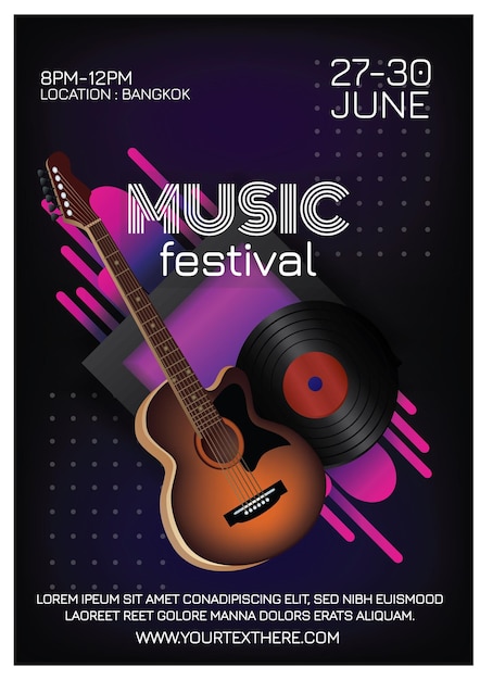 Vetor cartaz do festival de música para festa